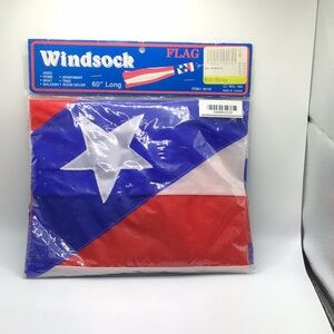 Windsock Flag with Red, White, and Blue Design